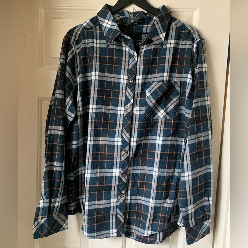 White Fox Oversized Plaid Shirt